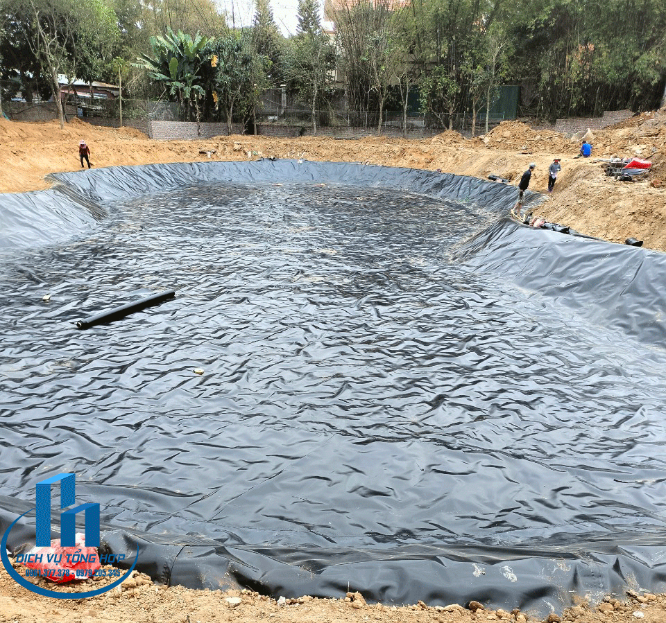 trải ao nuôi cá bằng bạt HDPE